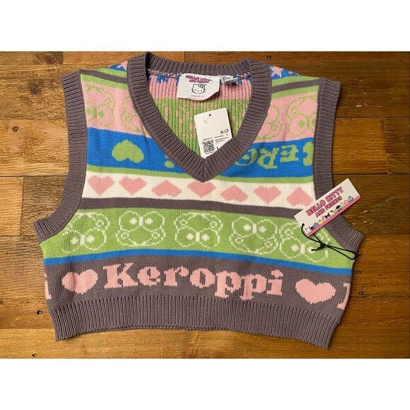 Hello Kitty Large NWT Keroppi sweater vest crop Top forever 21 - Picture 3 of 8